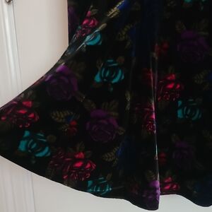 Betsey Johnson Black Floral Velvet Long Sleeve Dress